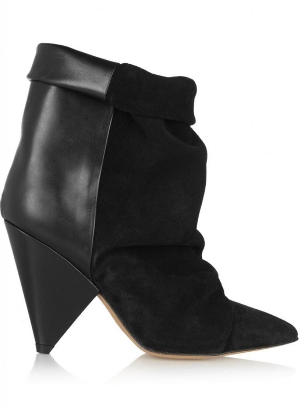 $1145 ISABEL MARANT Slouchy Black Leather Suede Andrew Boots Booties - Size 40